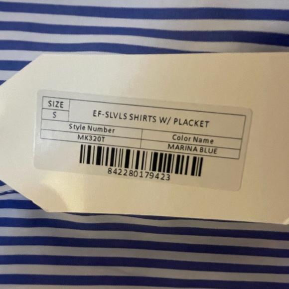 NWT English Factory Blouse Blue White Sleeveless Top Small Equestrian - Picture 5 of 10